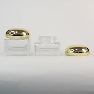 30g 50g Luxus Cremetiegel Gold Cap Quadrat Klarglas Quadratische Form Glas Gesichtspflege Cremetopf Kosmetikverpackungen Make Up Dickes Glas Schüttgut
