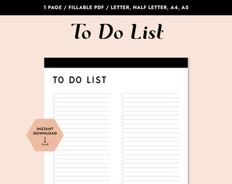 Printable To Do List, Editable To Do List, Minimalist Daily Agenda Checklist, Blank Task List, To Do List Printable, Work To Do List