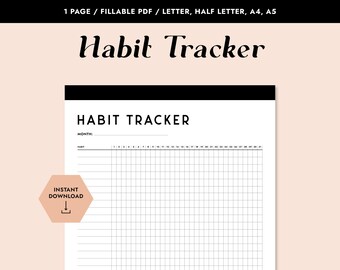 Printable Habit Tracker, Minimal Weekly Planner, Fillable PDF, Habit Diary, Productivity Planner, Planner Inserts, Habit Journal