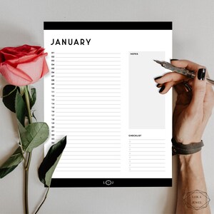 Printable Perpetual Calendar, US Letter, Fillable PDF, Printable PDF, Year Planner, Monthly Planner, Printable Planner, Yearly Calendar image 2