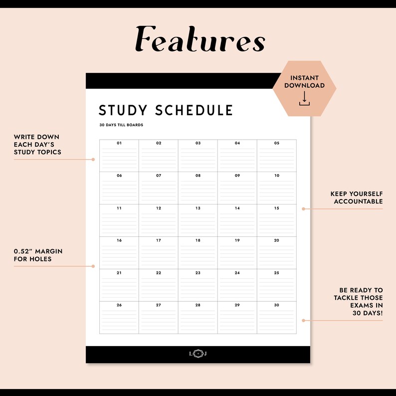 Printable Boards Study Schedule Fillable PDF Monthly Etsy