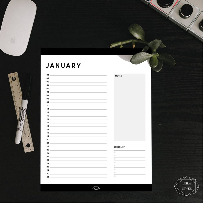 Printable Perpetual Calendar, US Letter, Fillable PDF, Printable PDF, Year Planner, Monthly Planner, Printable Planner, Yearly Calendar image 6