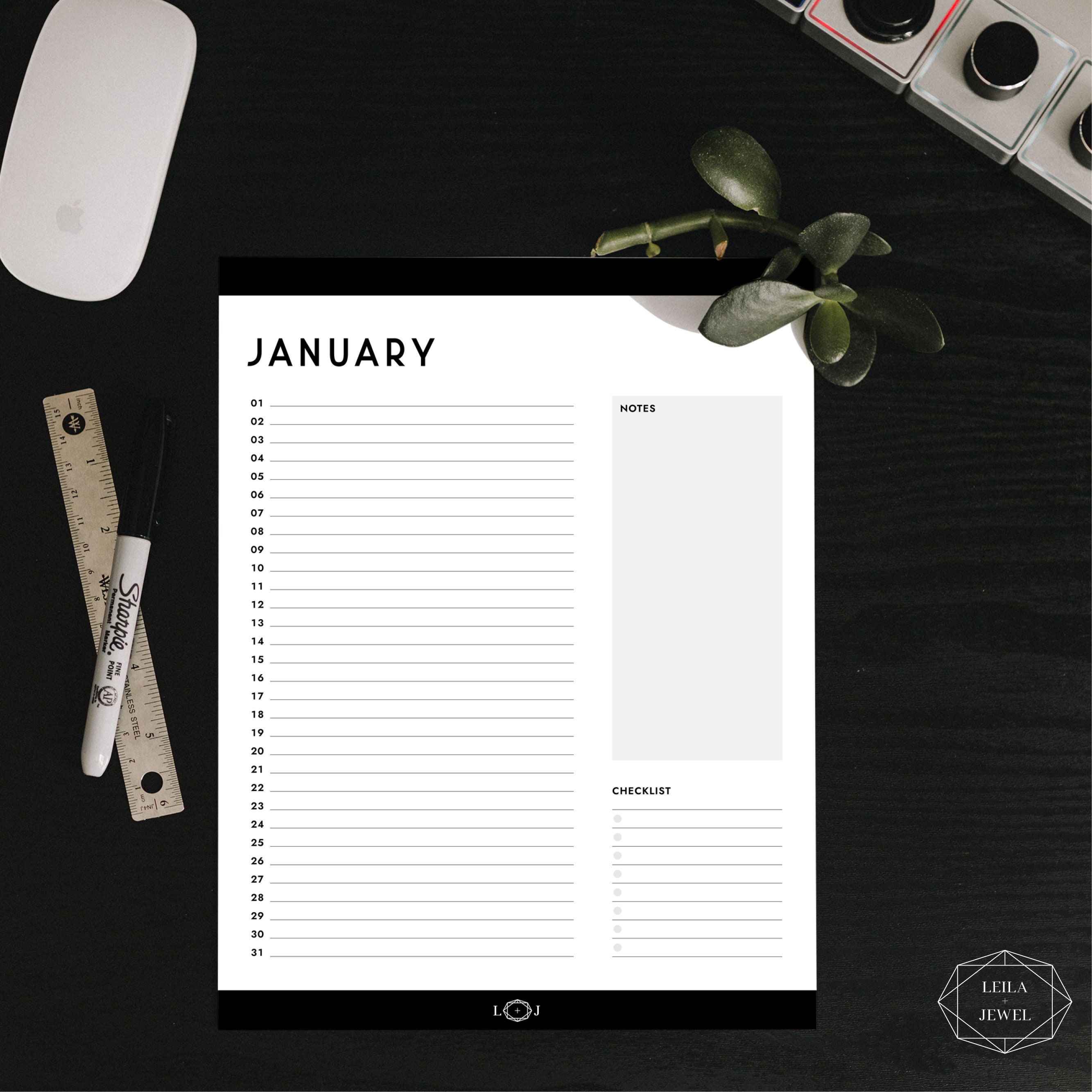Printable A4 Year Planner, Fillable PDF, Printable PDF, Perpetual ...