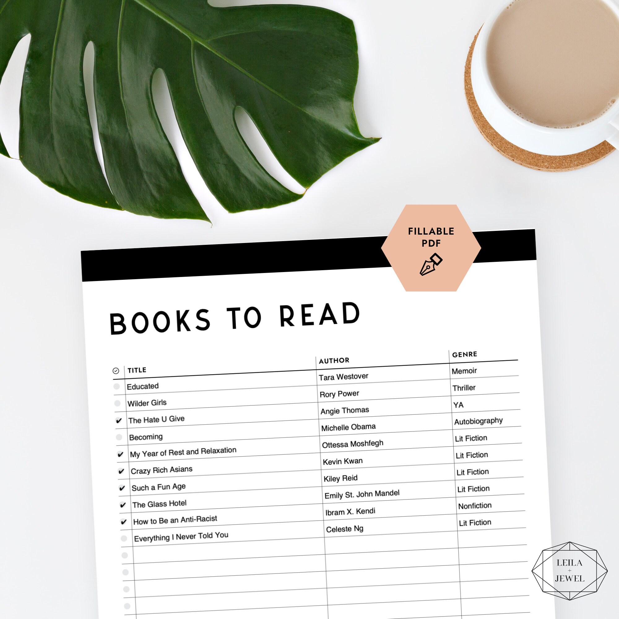 Minimalist Reading List Tracker, Fillable PDF (US Letter, A4, A5) - Etsy