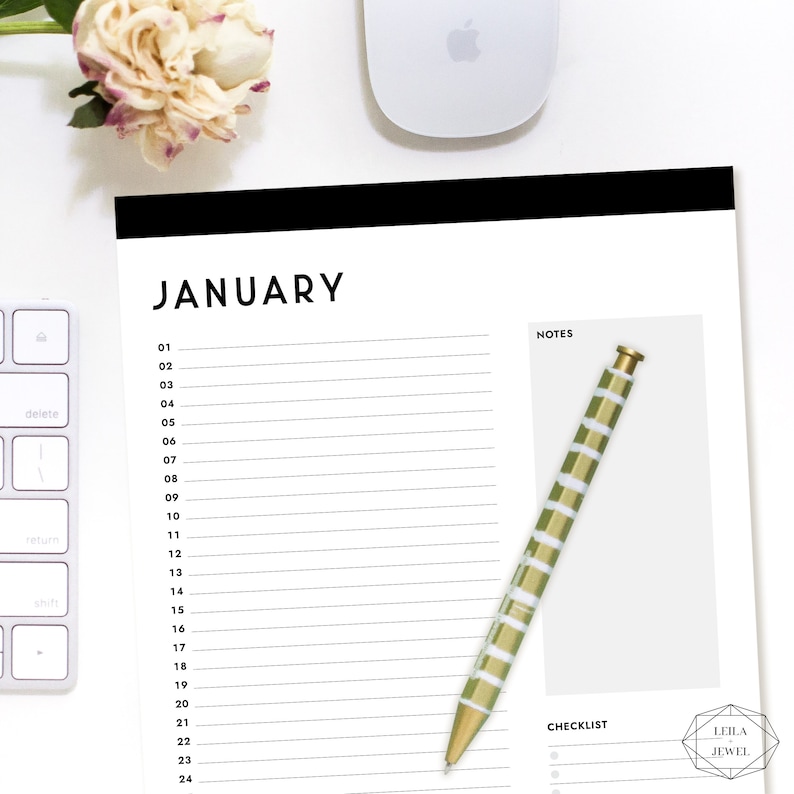 Printable Perpetual Calendar, US Letter, Fillable PDF, Printable PDF, Year Planner, Monthly Planner, Printable Planner, Yearly Calendar image 8