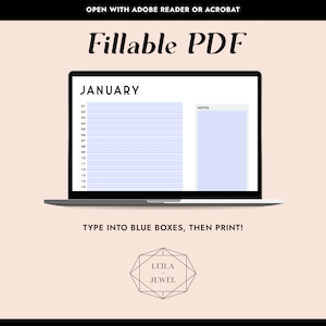 Printable Perpetual Calendar, US Letter, Fillable PDF, Printable PDF, Year Planner, Monthly Planner, Printable Planner, Yearly Calendar image 7