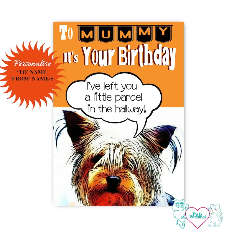 Yorkshire Terrier Birthday Card Personalised Yorkie Birthday Etsy