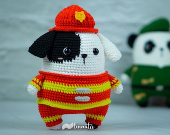 Hund Amigurumi Anleitung - Dalmatiner der Feuerwehrmann von Lennutas