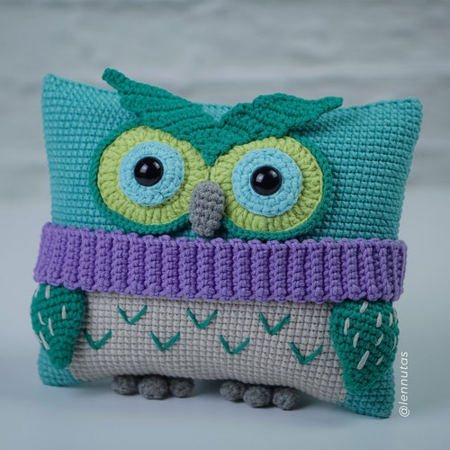 Owl Pillow Crochet Pattern Crochet Animal Pillow Owl Etsy