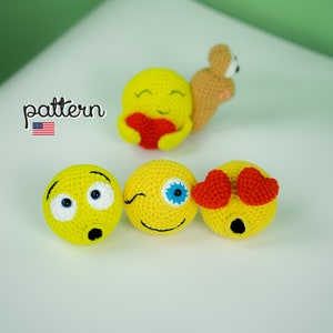 Crochet Emoji Amigurumi Patterns PDF Bundle 4 in 1 by Lennutas