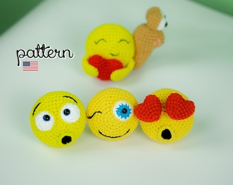 Crochet Emoji Amigurumi Patterns PDF Bundle 4 in 1 by Lennutas