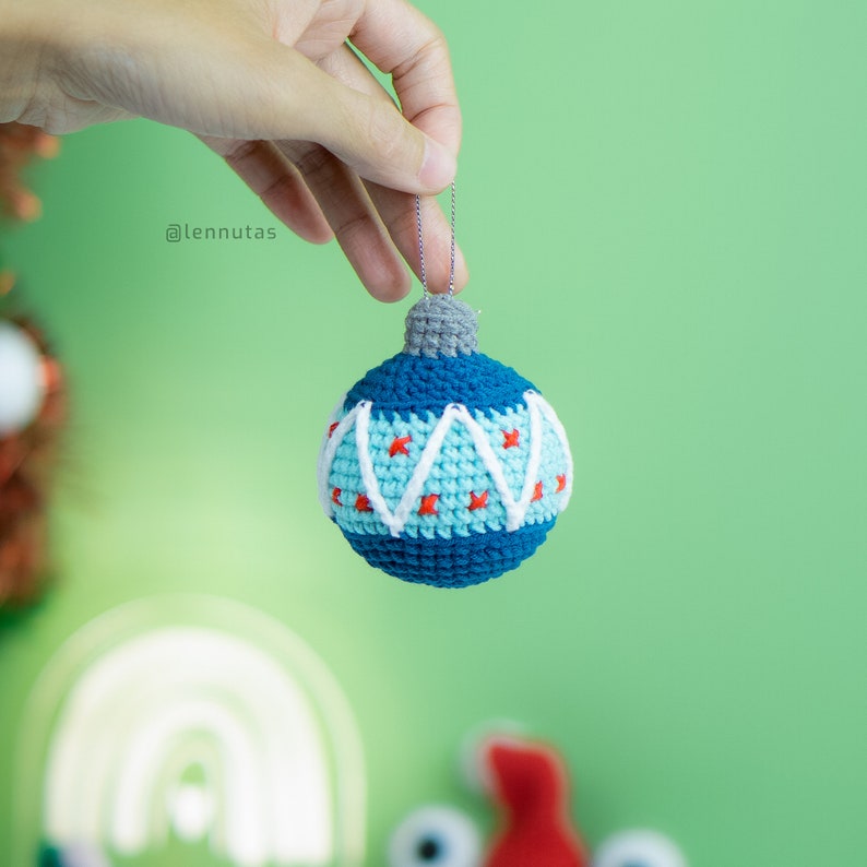 Crochet Patterns Set of 4 Christmas Ornament Balls & Snail image 3