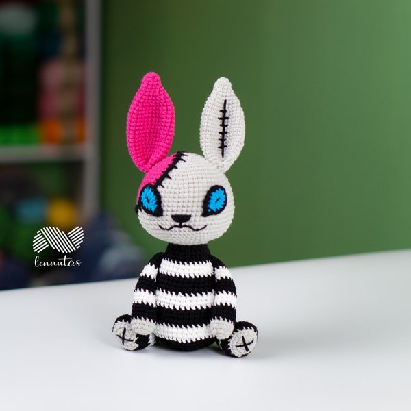 Halloween Crochet Rabbit Rotating Head Amigurumi Pattern PDF