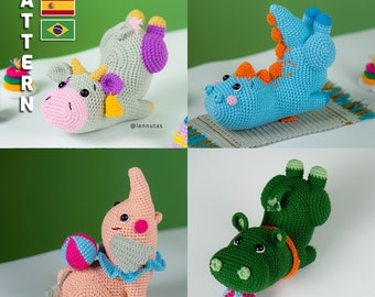 Amigurumi Pattern, Animals Pattern, Amigurumi Toy, Cow, Dinosaur, Elephant, Hippo, Lennutas