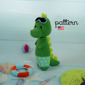 Amigurumi Pattern: Jasper the Dinosaur - Summer Outfit - ENGLISH PDF PATTERN