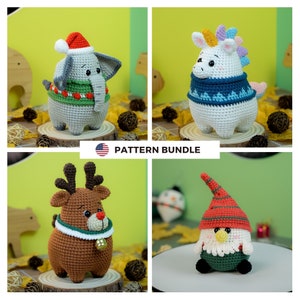 Christmas Crochet Patterns Bundle 4 in 1: Cuddly Chubby Critters by Lennutas image 1