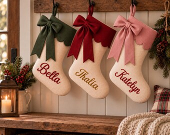 Family Christmas Stockings, Personalized Embroidered Christmas Stocking, Custom Knitted Family Stockings,Holiday Stocking With Name.