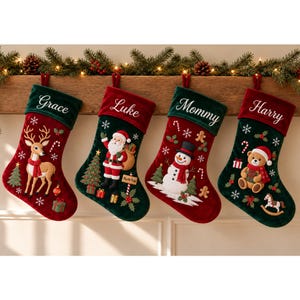Chaussette de Noël personnalisée pour enfants, chaussettes de Noël Stephen Joseph, chaussette bonhomme de neige monogrammée, chaussette cerf, chaussette ours