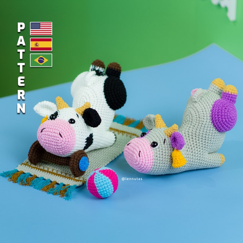 Amigurumi Pattern, Animals Pattern, Amigurumi Toy, Cow, Dinosaur, Elephant, Hippo, Lennutas image 3