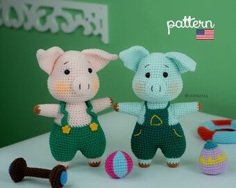 Patrón Amigurumi Cerdo 2 en 1, Fit Farmyard Friends, PATRÓN PDF Inglés