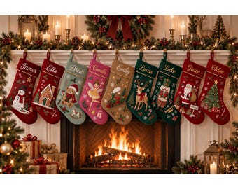 Personalized Christmas Stockings Luxury Velvet Stocking Embroidered Stocking for Holiday Stocking with Name for Family Decoration