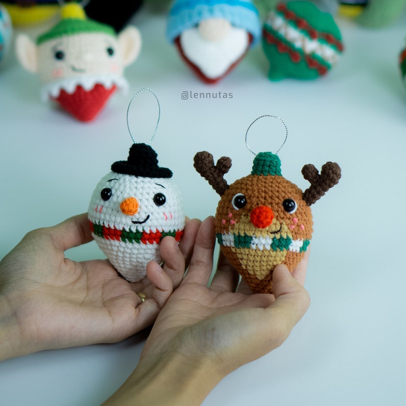 Crochet Patterns Set of 5 Cute Christmas Ornament Characters image 7