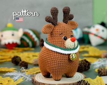 Reindeer Crochet Pattern: Cuddly Chubby Critters by Lennutas