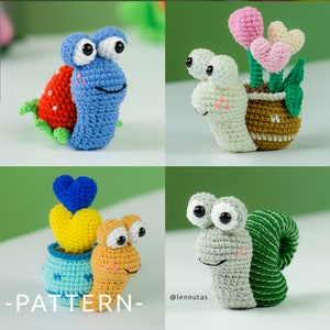 Crochet Snails Amigurumi Patterns 4 in 1 by Lennutas image 1