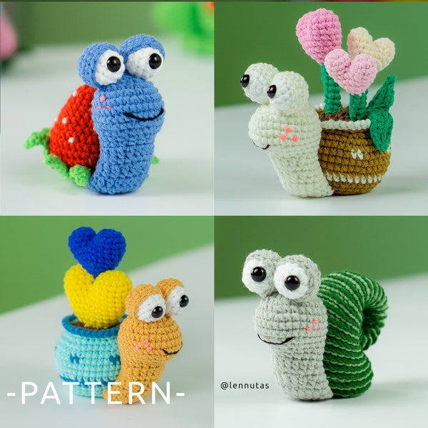 Crochet Snails Amigurumi Patterns 4 in 1 by Lennutas