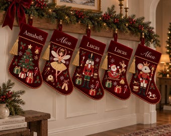 Personalized Nutcracker Christmas Stocking: Handcrafted Needlepoint, Embroidered Name