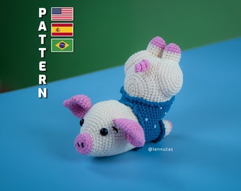 Amigurumi Pattern Piggy Doing Yoga Crochet Pattern by Lennutas