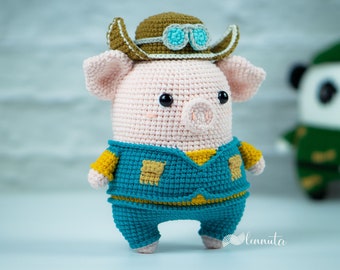 Patrón de cerdo Amigurumi - Piggy el aviador de Lennutas de The Occupations Collection