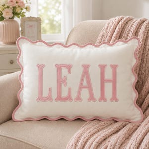 Scallop Pillow Sham, Monogram Nursery Pillow, Personalized Baby Gift, Boy/Girl Baby Pillow, Decorative Throw, Boys, Girls Monogram Sham