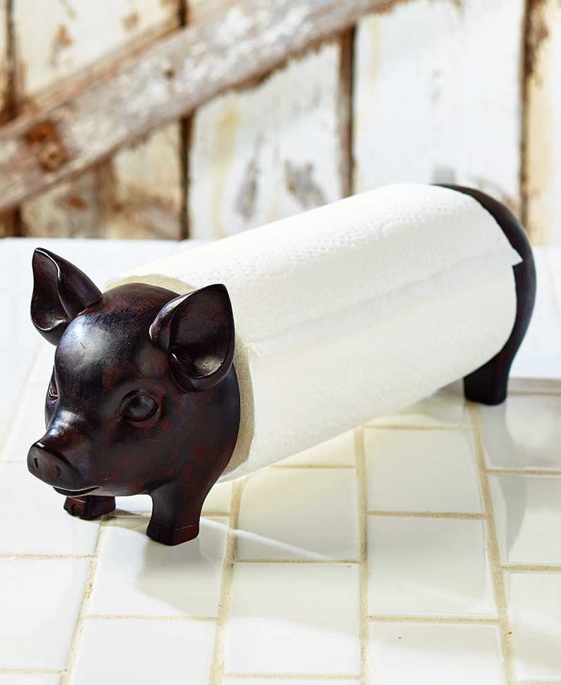 Pig Paper Towel Holder Farmhouse Kitchen Decor Counter Etsy