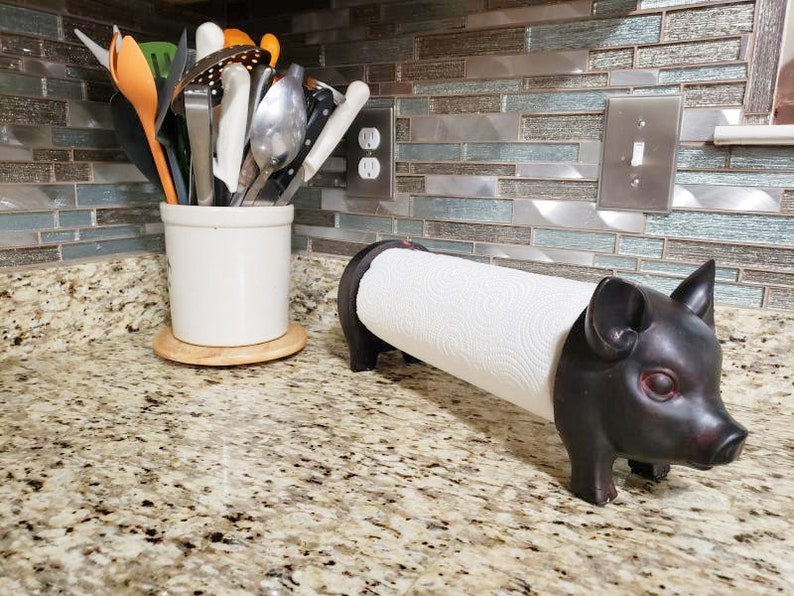 Pig Paper Towel Holder Farmhouse Kitchen Decor Counter Etsy