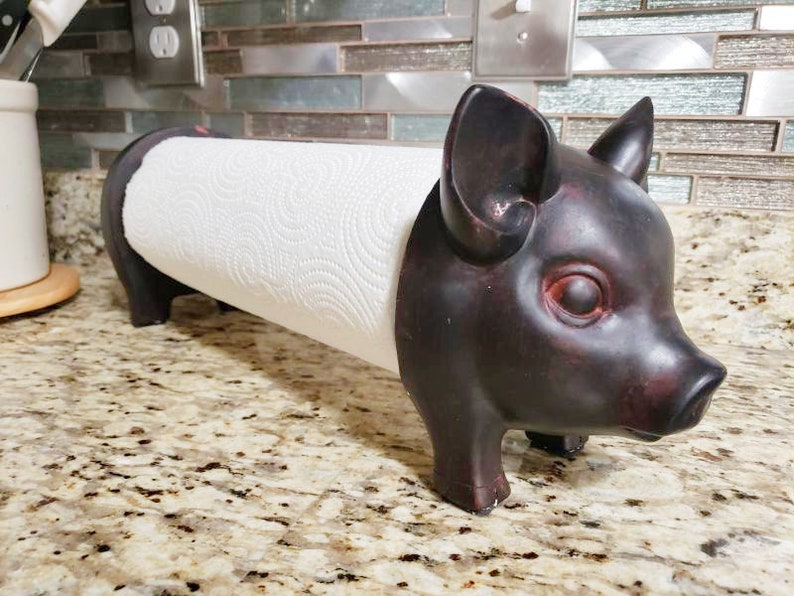 Pig Paper Towel Holder Farmhouse Kitchen Decor Counter Etsy