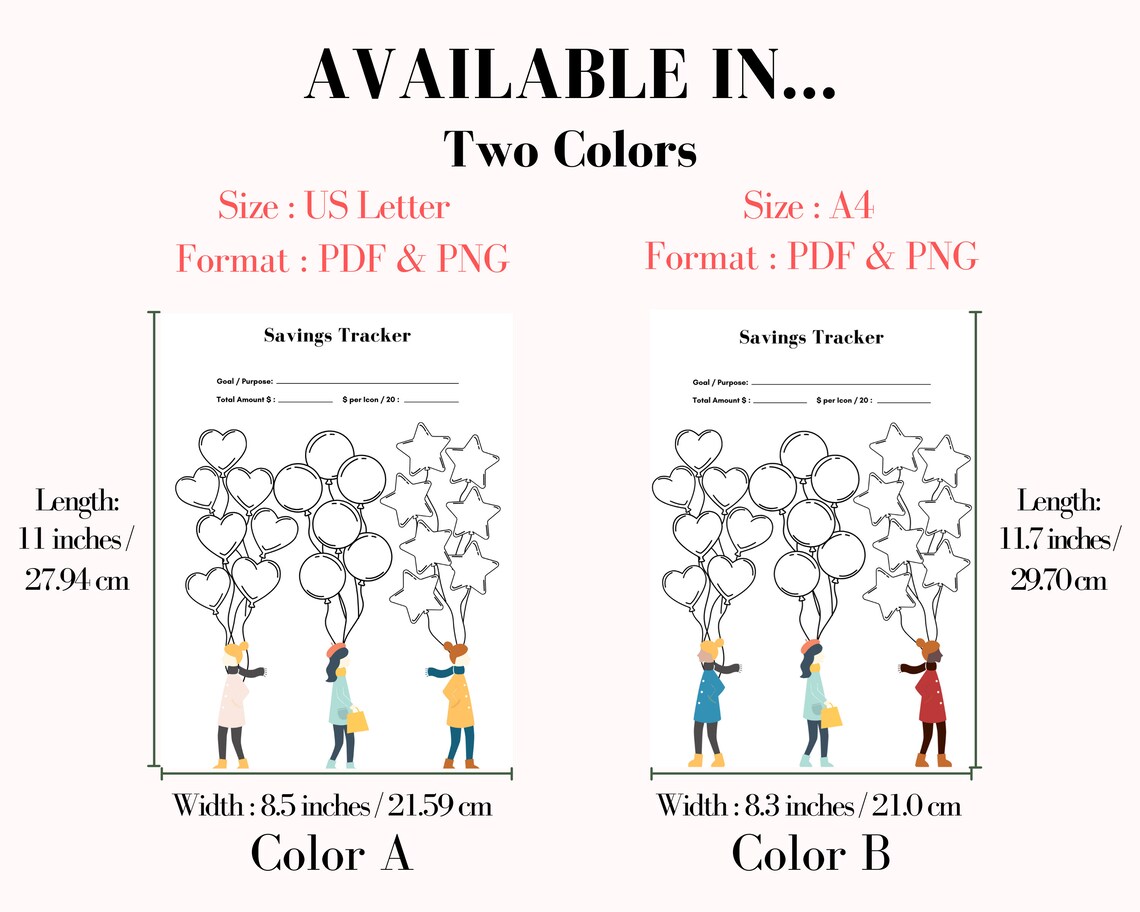 Savings Tracker Printable Balloon Theme Financial Planner Etsy Ireland