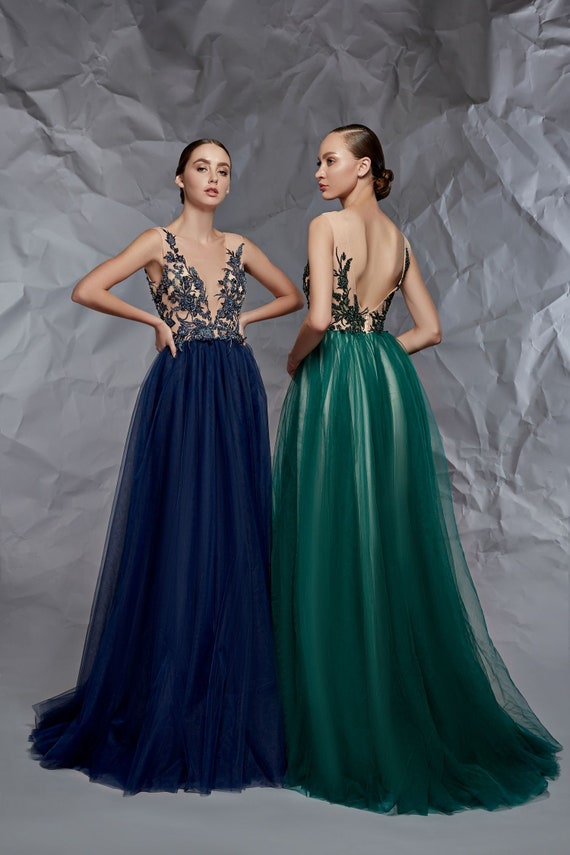 Abendkleid, Standesamtkleid, Tüll, Bestickung