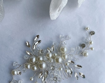 Hochzeitshaarkamm, Braut Haarkamm Kopfschmuck mit Perlen und Kristallen