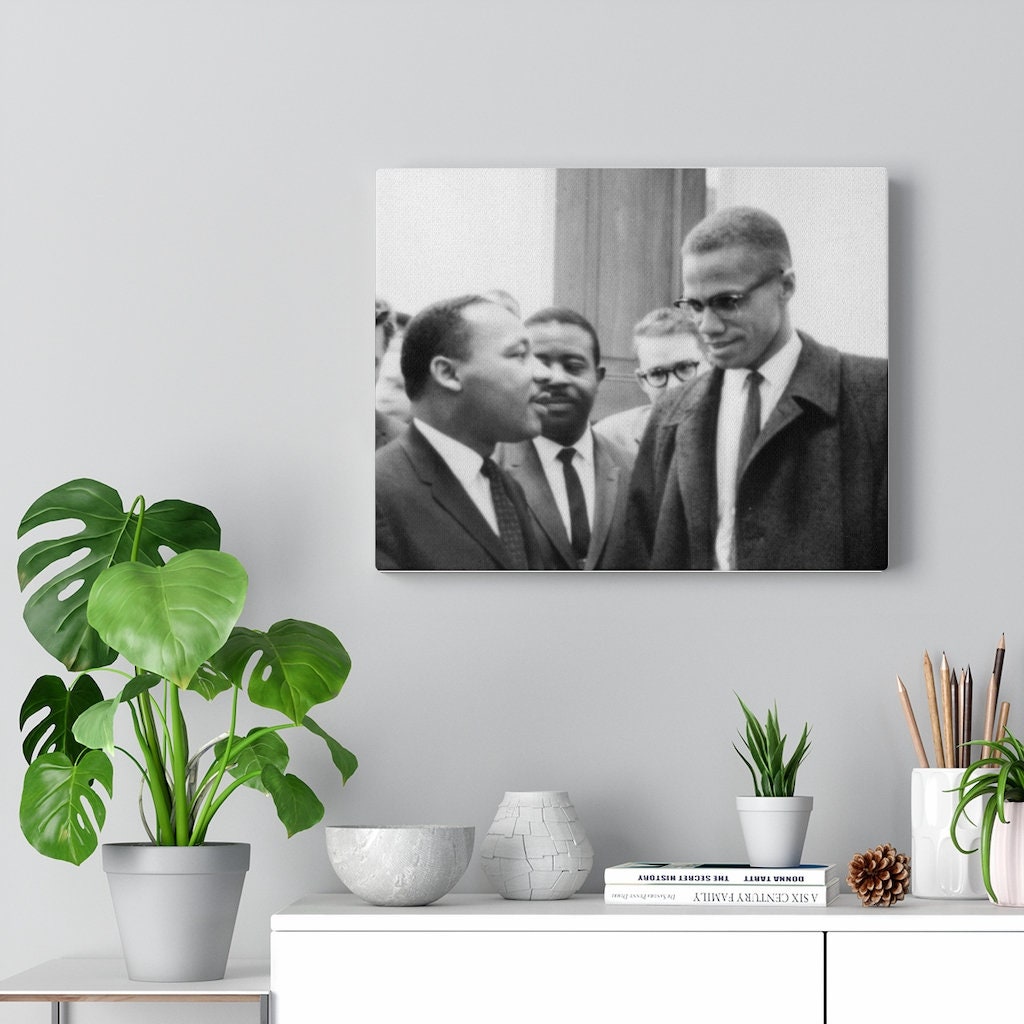 Black Icons Rev Martin Luther King and Malcom X Black White | Etsy