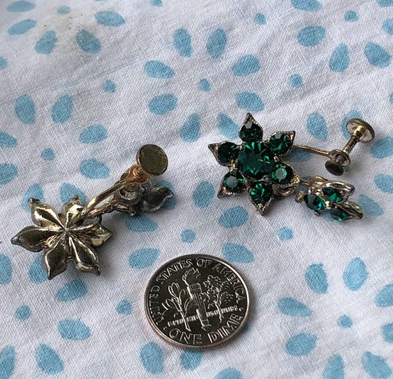 Emerald Rhinestone Dangle Earrings - image 5