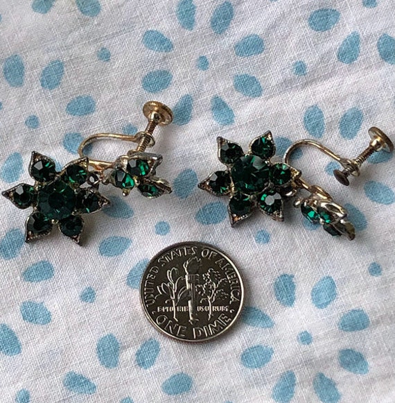 Emerald Rhinestone Dangle Earrings - image 4