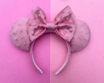 The Pink Bubble Velvet - Handmade Mouse Ears