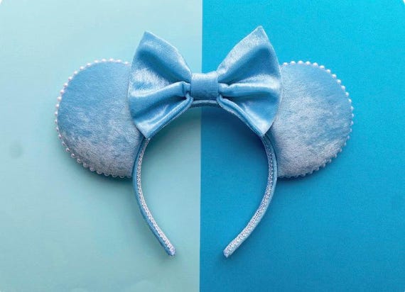 Blue Handmade Disney Ears Blue Iridescent Sparkle Mickey Ears - Mouse Ears Headband  main image 3