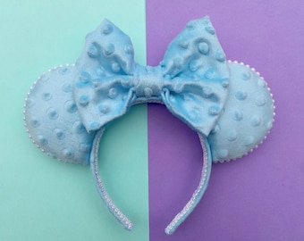 The Blue Bubble Velvet - Handmade Mouse Ears
