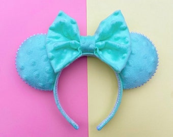 The Mint Bubble Velvet - Handmade Mouse Ears