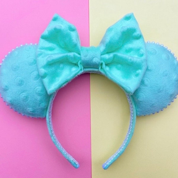 The Mint Bubble Velvet - Handmade Mouse Ears