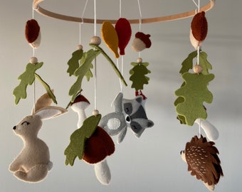 Woodland / Baby Mobile / Animaux de la forêt / Automne / Décor de pépinière / Cadeau bébé / Box Mobile / Felt Mobile / Fait sur mesure