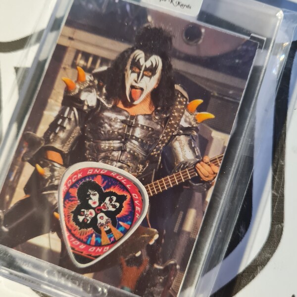 Gene Simmons - Novelty Guitar Pick Trading Card | KISS | Gene Simmons | Paul Stanley| Trading Card | Collectable | Guitar | Pick | Custom |