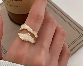 Vintage Double Oil Drip Open Rings for Women - Luxury, Irregular, and Adjustable Finger Ring - Personalized Gift for Her